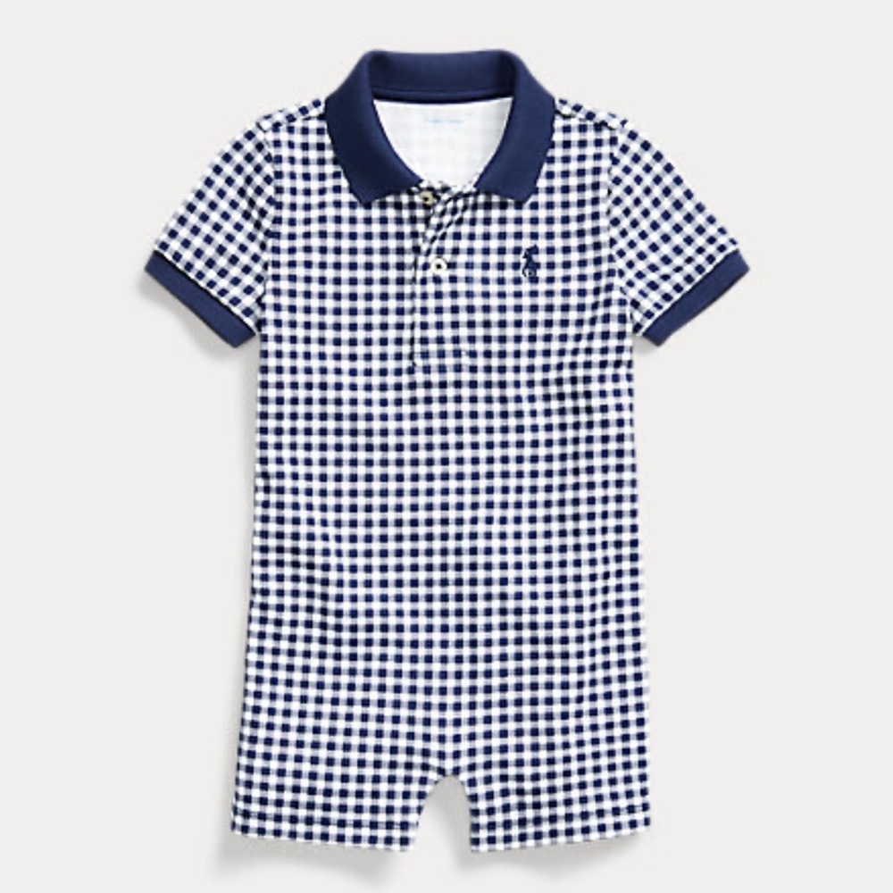 Ralph Lauren Polo Navy Gingham Polo One Piece 9m